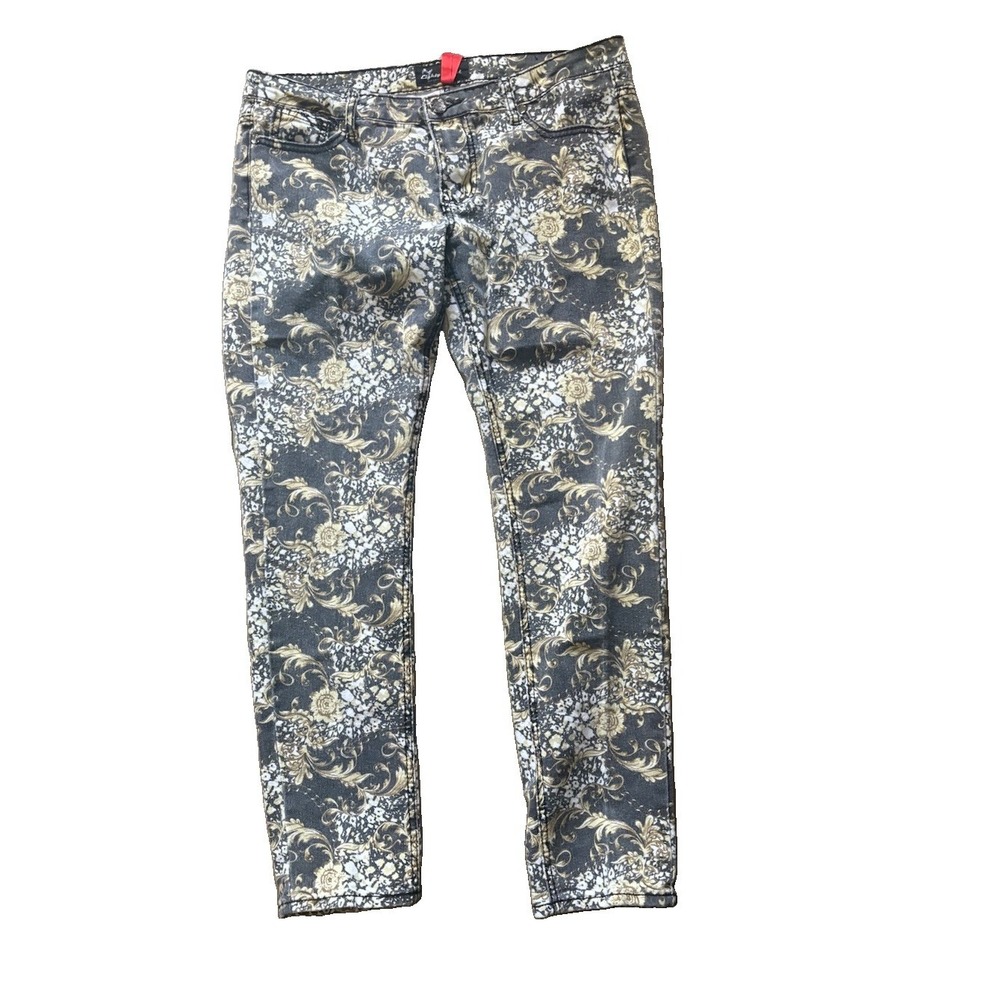 Eighty Eight Jeans Womens Size 15 Baroque Floral Print Skinny Pants Y2k